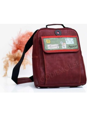 Peecasso Figürlü Unisex Canta Hem Sırt Hem Capraz Hem Elde Etnik Bohem Style - Bordo