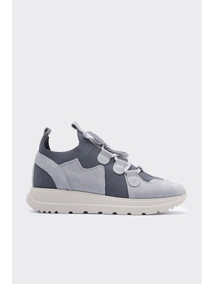 Kardy Açık Mavi Hakiki Süet Deri & Triko Kadın Sneaker