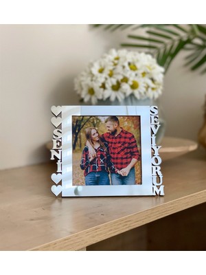 Giftmoda Seni Seviyorum Fotoğraf Standlı Mdf Çerçeve Gümüş