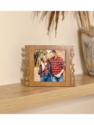Giftmoda Seni Seviyorum Fotoğraf Standlı Mdf Çerçeve Ahşap