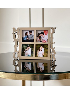 Giftmoda Mutlu Yıllar 4 Fotoğraf Standlı Mdf Çerçeve Gümüş