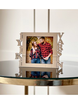 Giftmoda İyiki Varsın Fotoğraf Standlı Mdf Çerçeve Gümüş