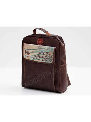 Karabalık  Figürlü Unisex Canta Hem Sırt Hem Capraz Hem Elde Etnik Bohem Style - Acı Kahve