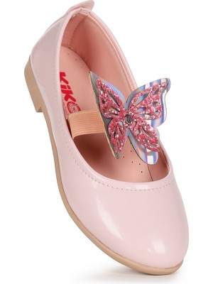 Kiko Kids Menz Kelebek Lastikli Kız Çocuk Babet Ayakkabı Pudra