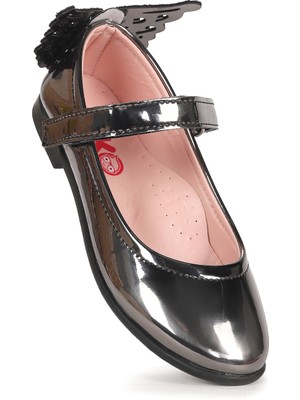 Kiko Kids Friga Kelebek Cırtlı Kız Çocuk Babet Ayakkabı Platin