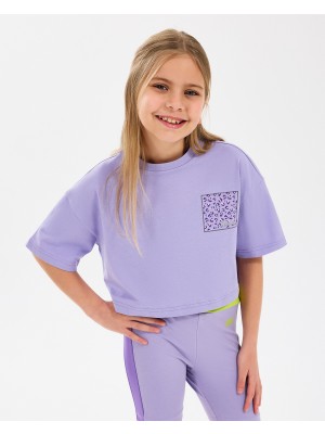 Skechers G Graphıc Tee Crop T-Shirt Büyük Kız Çocuk Mor Tshirt SK2510017-505