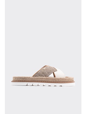 Shoemark Jasmin Bej  Deri Kadın Terlik