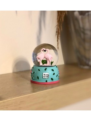 Giftmoda Mini Flamingo Kar Küresi Yeşil