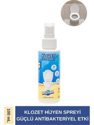 Resteril Klozet Kapağı Dezenfektan Sprey Zararsız Formül %99.99 Sterilizasyon Çanta Boyu 100 ml