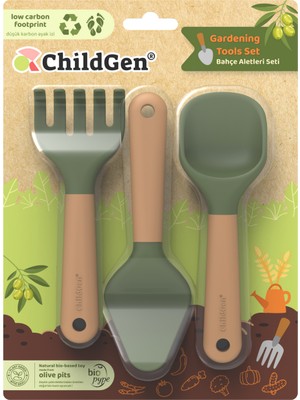 ChildGen Bahçe Aletleri Seti Çocuklar İçin Eğlenceli ve Güvenli 3 Parça Biyoplastik Set