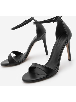 Kadın Oval Burun Bantlı Topuklu Sandalet Torhen