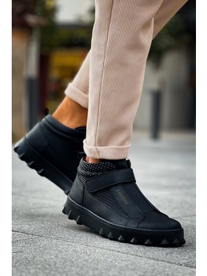 Pabucmarketi Cırtlı Erkek Sneaker Bot Siyah