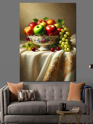 Meyve Kase Sanatı Dekoratif Kanvas - Mdf Ahşap Tablo