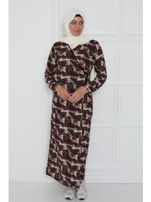 Defka Pamuklu Kadın Tesettür Namaz Elbisesi Yandan Bağlamalı
