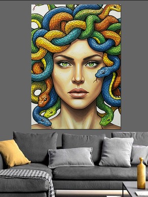Medusa ve Yılan Saçları Dekoratif Kanvas - Mdf Ahşap Tablo