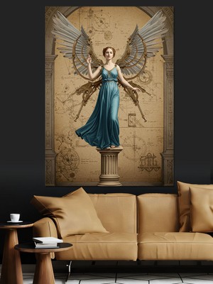 Melek Heykeli Figürü Dekoratif Kanvas - Mdf Ahşap Tablo