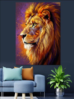 Aslan ve Güç Teması Dekoratif Kanvas - Mdf Ahşap Tablo