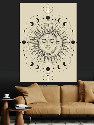 Ay ve Güneş Sembolü Dekoratif Kanvas - Mdf Ahşap Tablo