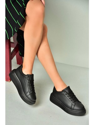 Fox Shoes U973211509 Siyah Kalın Tabanlı Spor Ayakkabı Sneakers