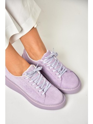 Fox Shoes P602045002 Lila Süet Kadın Spor Ayakkabı Sneakers