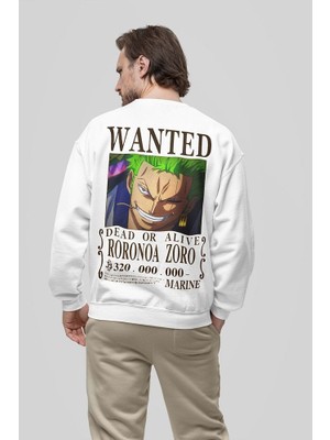 Sevbano Wanted Roronoa Zoro Baskılı  Oversize Anime Karakter Sweatshirt