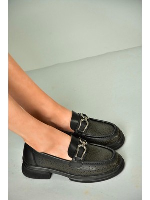 Fox Shoes U704126509 Siyah Loafer Makosen Kadın Ayakkabı