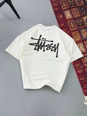 Veraura Lifestyle Erkek Baskılı Oversize T-Shirt - Beyaz