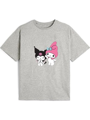 Kaliteli Pamuk Penye Kız  Çocuk Baskılı Tshirt 5 6 7 8 9 10 11 12 13 14 Yaş Kuromi