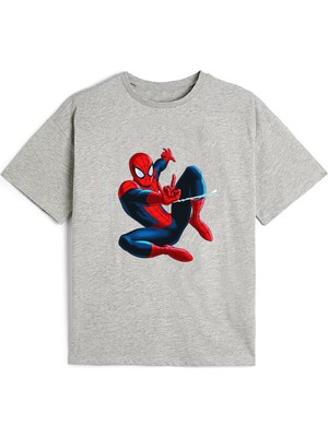 Kaliteli Pamuk Penye Unisex Erkek Kız  Çocuk Baskılı Tshirt 5 6 7 8 9 10 11 12 13 14 Yaş Örümcekadam