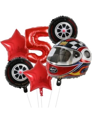 Kask Folyolu Yaş Rakam Balonlu Doğum Günü Parti Seti Süsü