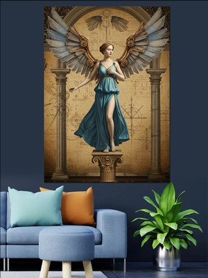 Melek Heykeli Figürü Dekoratif Kanvas - Mdf Ahşap Tablo