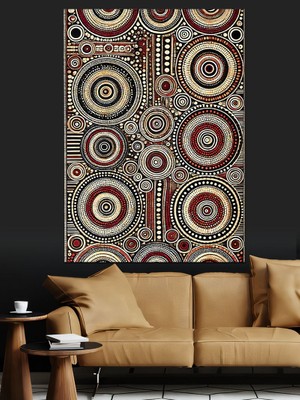 Aborjin Sanatı Deseni Dekoratif Kanvas - Mdf Ahşap Tablo