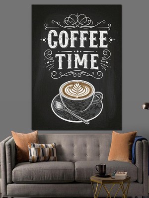 "coffee Time" Yazılı Poster Dekoratif Kanvas - Mdf Ahşap Tablo
