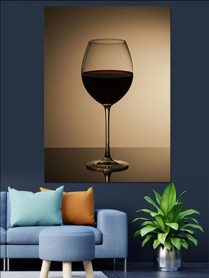 Kadehte Kırmızı Şarap Dekoratif Kanvas - Mdf Ahşap Tablo