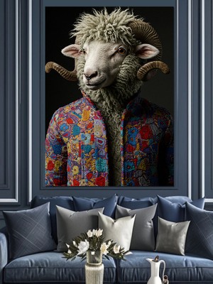 Gömlekli Kuzu Dekoratif Kanvas - Mdf Ahşap Tablo