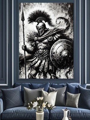 Antik Yunan Savaşçısı Dekoratif Kanvas - Mdf Ahşap Tablo