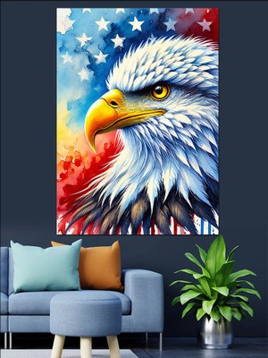 Amerikan Kartalı Dekoratif Kanvas - Mdf Ahşap Tablo