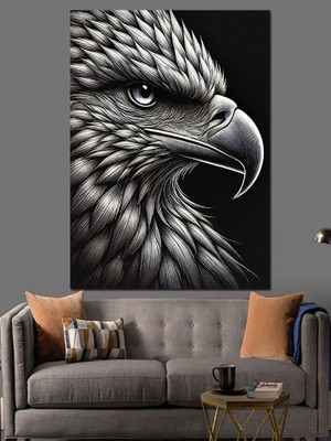 Detaylı Kartal Portresi Dekoratif Kanvas - Mdf Ahşap Tablo