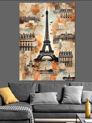 Eyfel Kulesi ve Paris Manzarası Dekoratif Kanvas - Mdf Ahşap Tablo