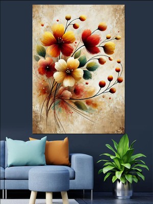 Pastel Çiçek Demeti Dekoratif Kanvas - Mdf Ahşap Tablo