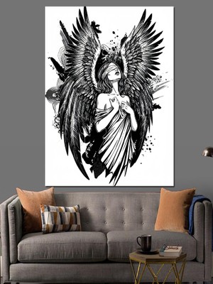 Melek ve Kanatlar Dekoratif Kanvas - Mdf Ahşap Tablo