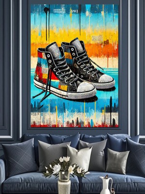 Grafiti Ayakkabılar Dekoratif Kanvas - Mdf Ahşap Tablo