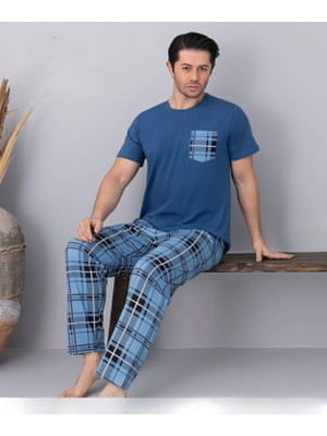 Pijamoni Erkek Bisiklet Yaka Kısa Kol Ince Pijama Takımı 6163/10 - 1 Adet