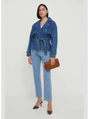 Kemerli Koyu Mavi Kadın Denim Ceket PL402380