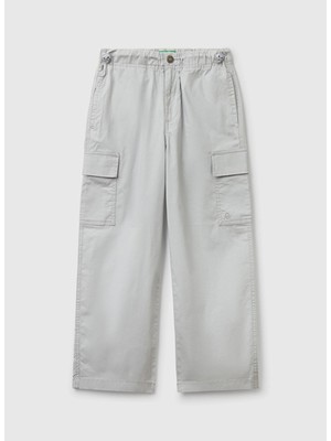 Benetton Normal Bel Geniş Paça Gri Melanj Erkek Çocuk Pantolon 4L2VCF04I