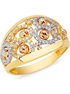 Harem Altın Damla Motif Dorika Yüzük YZK456