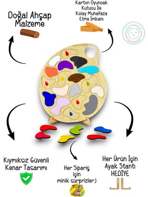 Bella Casa Kids Renkler 18 Parca Egitici Oyuncak, Ahsap Renkler Oyuncak, Montessori Egitici Oyun