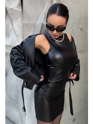 Nina Kolsuz Deri Elbise