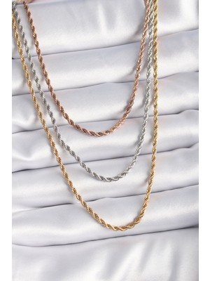 Lisinya 316L Çelik Mix Renk Burgu Zincir Model Kadın Kolye