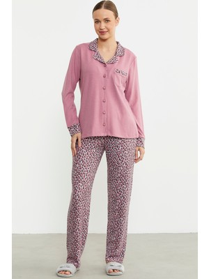 Sementa Leopar Kombinli Gömlek Pijama Takım - Pembe